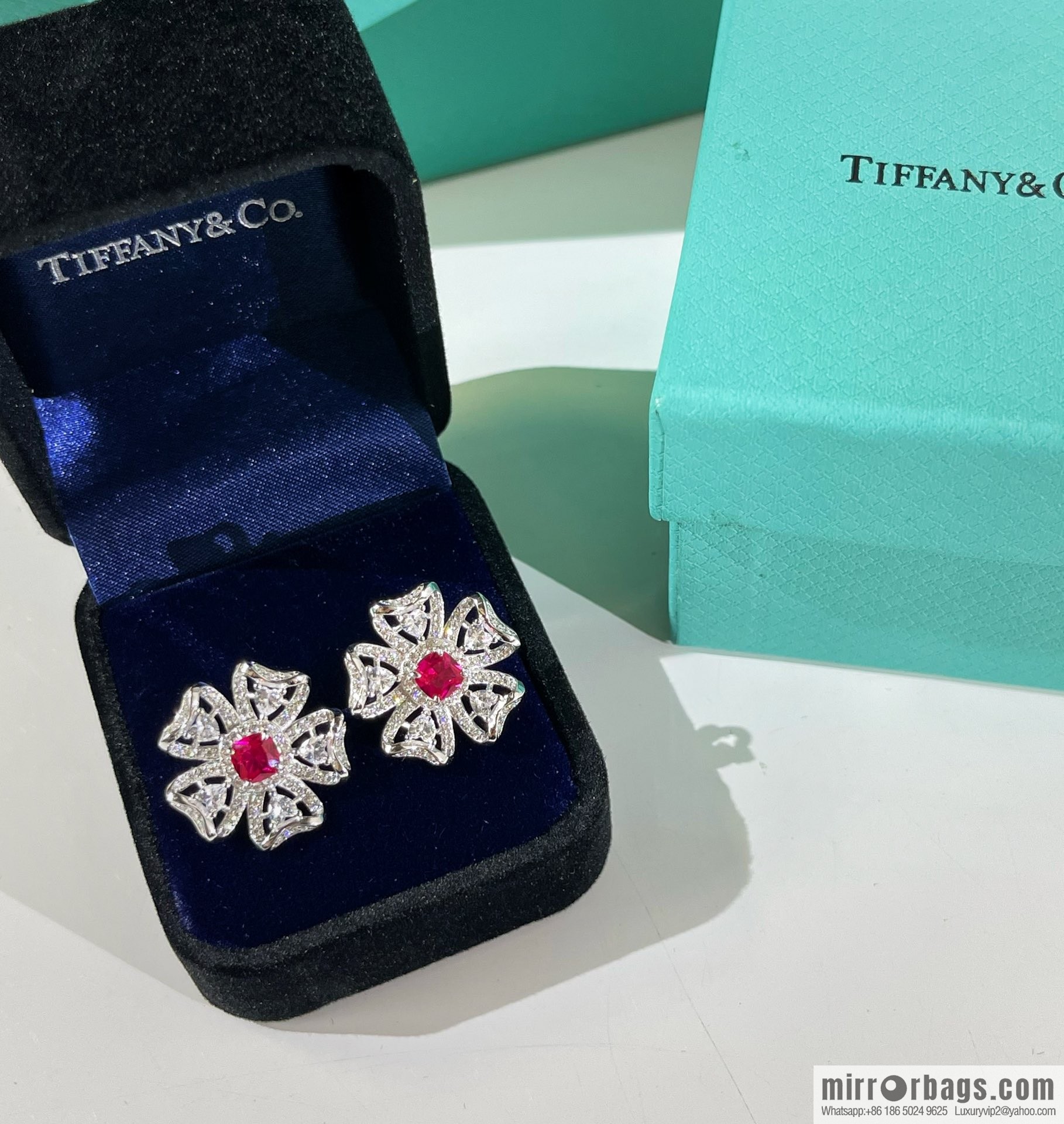 New ☑️ Tiffany & Co. Tiffany & Co. Clover Ruby necklace stud earrings