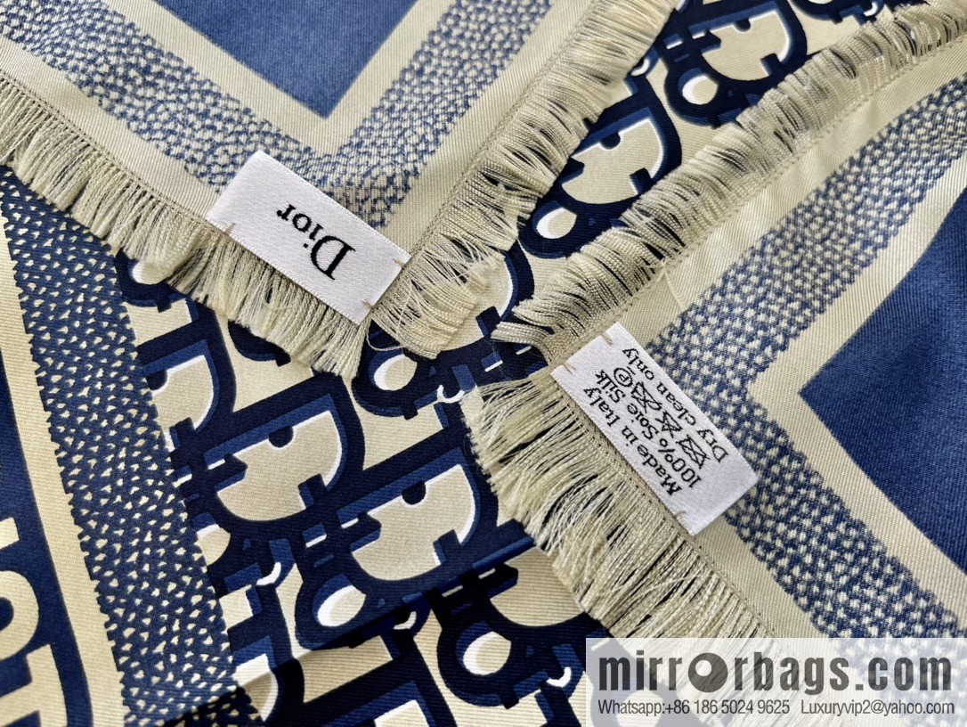 Dior Oblique printed silk square with loose beard edge