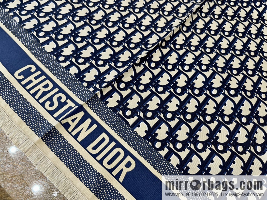 Dior Oblique printed silk square with loose beard edge