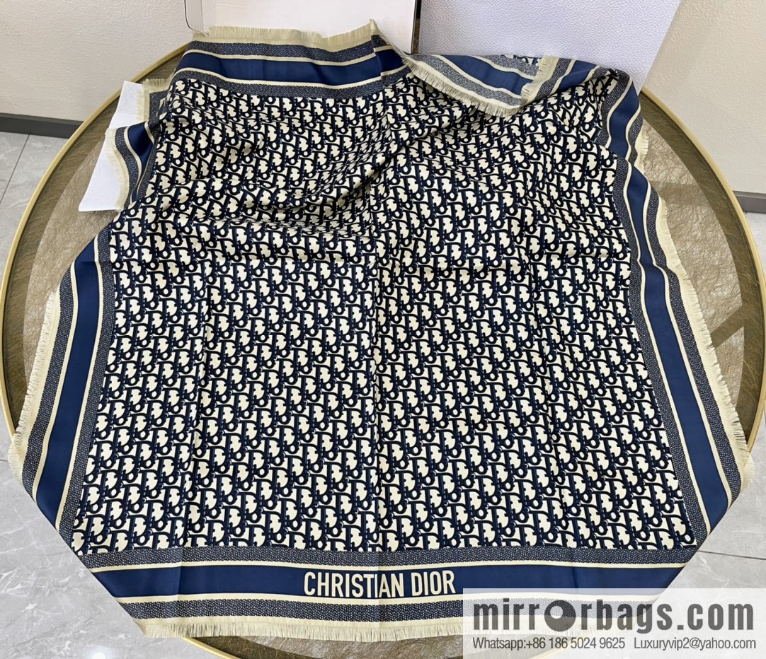 Dior Oblique printed silk square with loose beard edge
