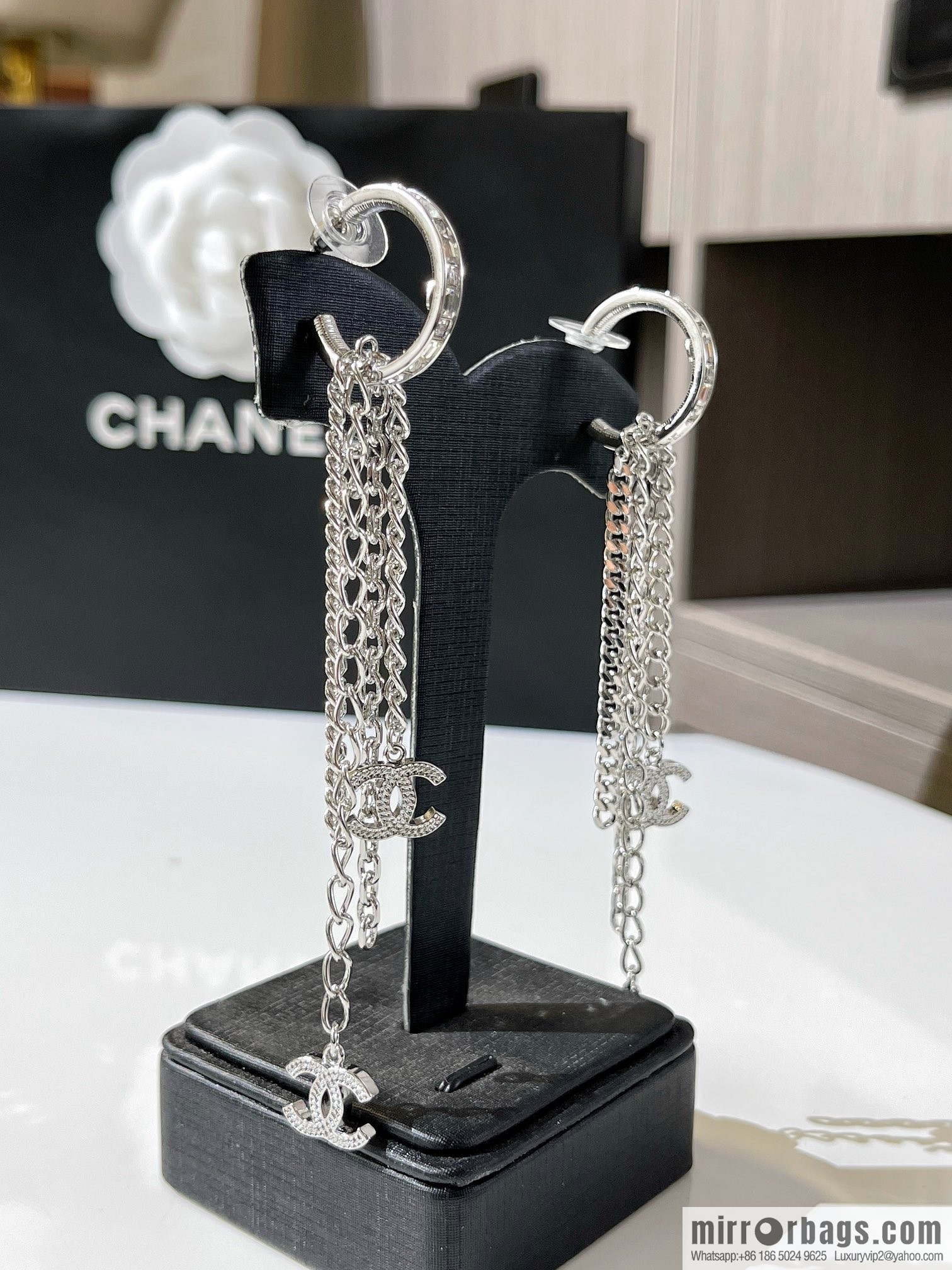 New ☑️ CHANEL Chanel double c fringed stud earrings