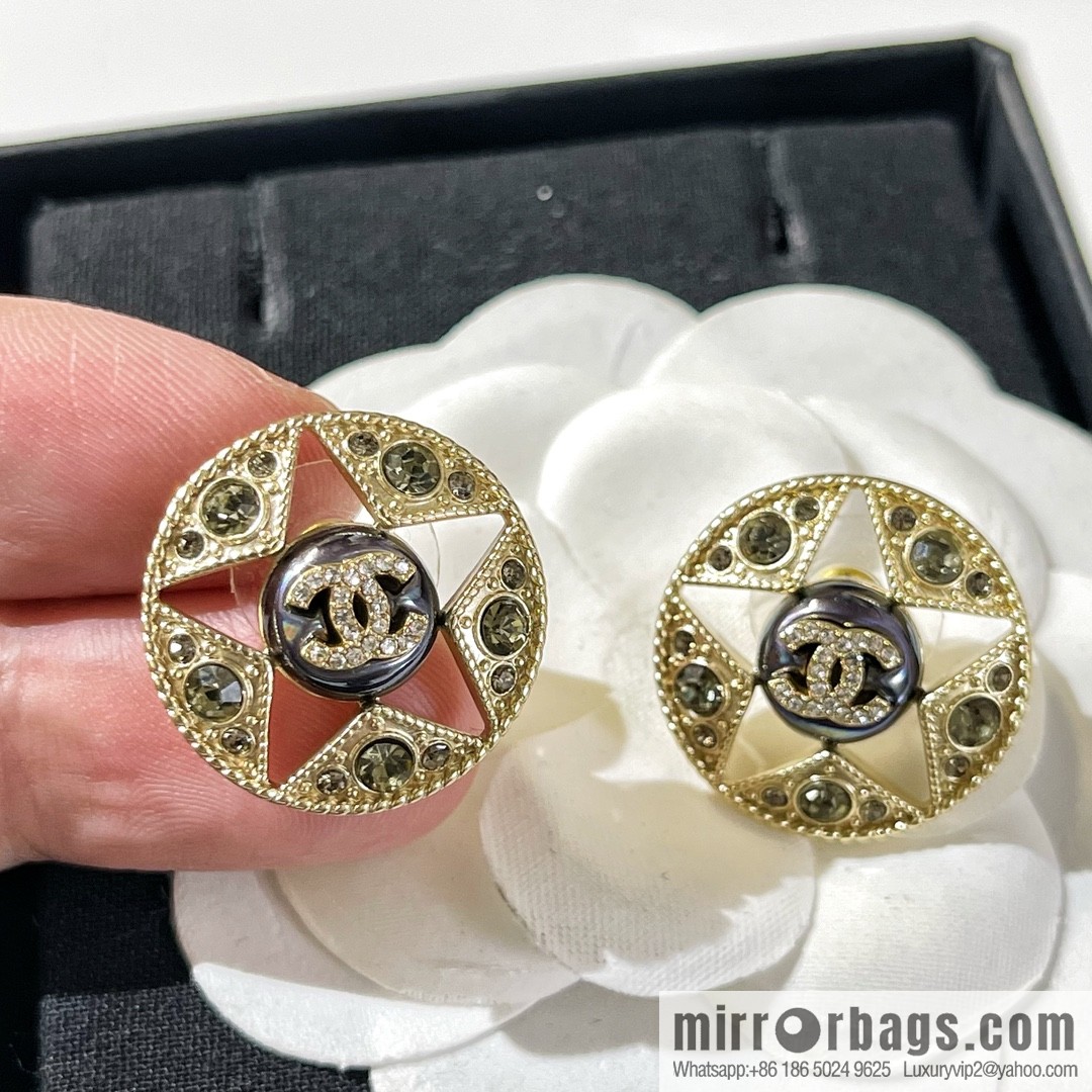 New ☑️ CHANEL Chanel double c pentagram ⭐ star stud earrings