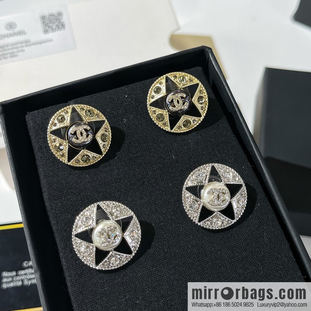 New ☑️ CHANEL Chanel double c pentagram ⭐ star stud earrings