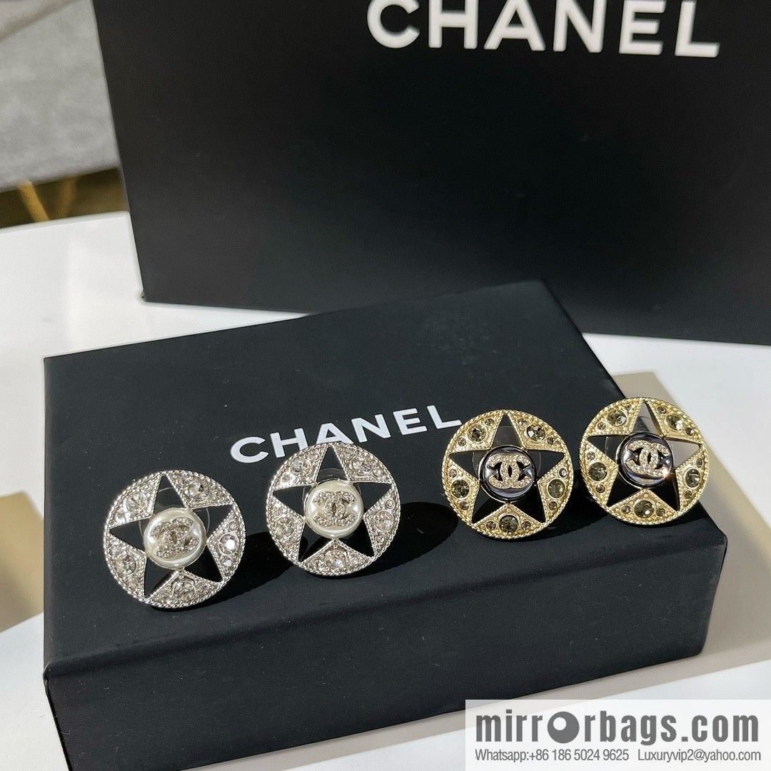 New ☑️ CHANEL Chanel double c pentagram ⭐ star stud earrings