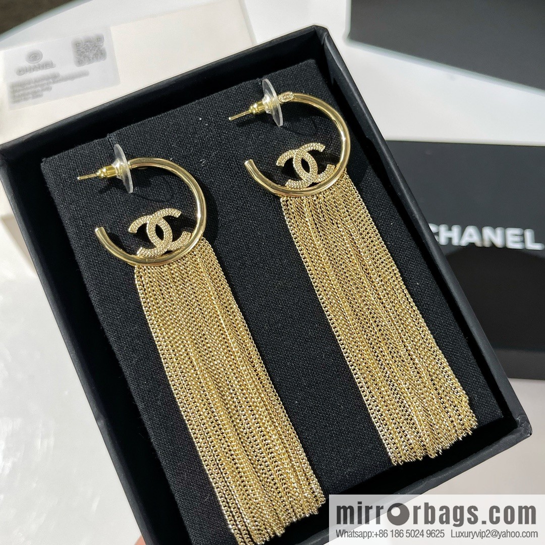 New ☑️ CHANEL Chanel double c fringed stud earrings