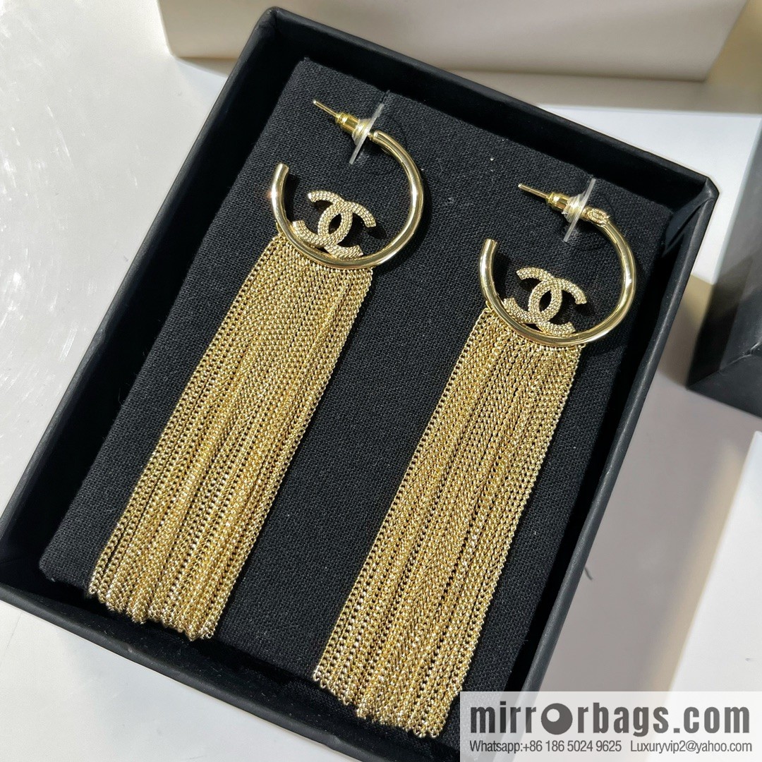 New ☑️ CHANEL Chanel double c fringed stud earrings
