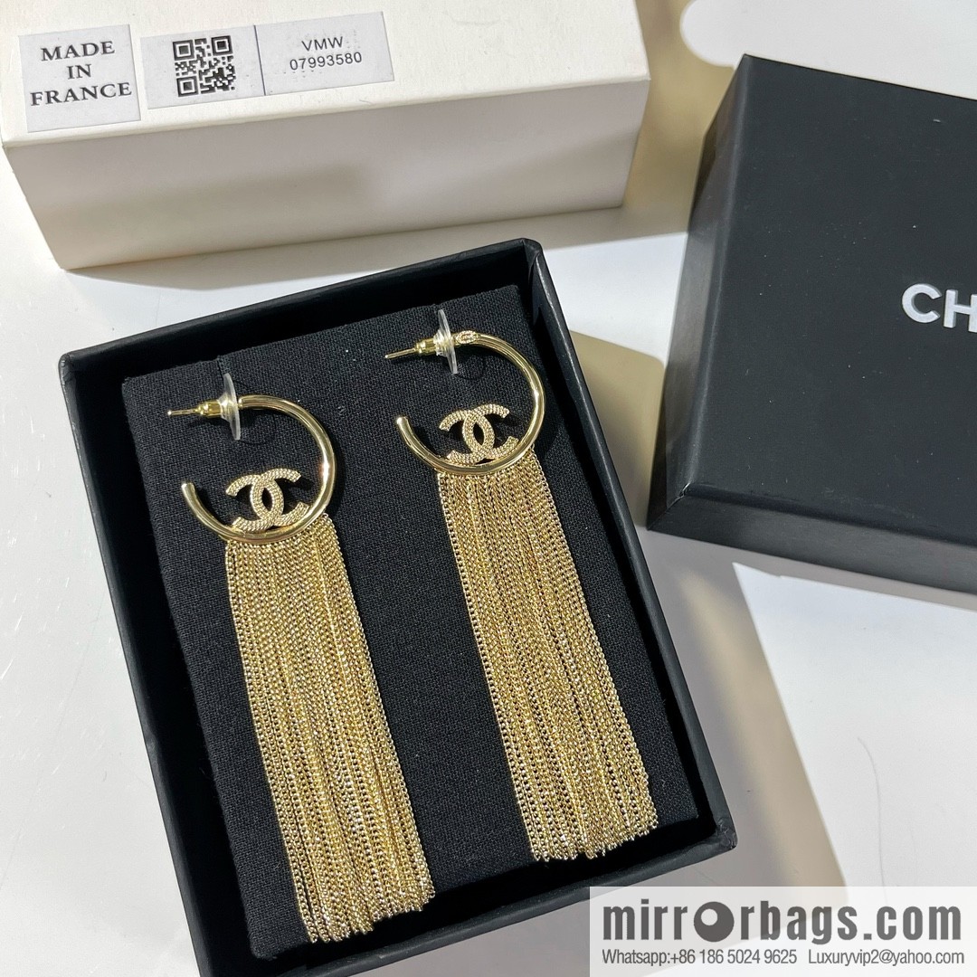 New ☑️ CHANEL Chanel double c fringed stud earrings