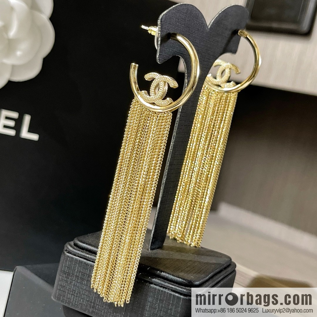 New ☑️ CHANEL Chanel double c fringed stud earrings