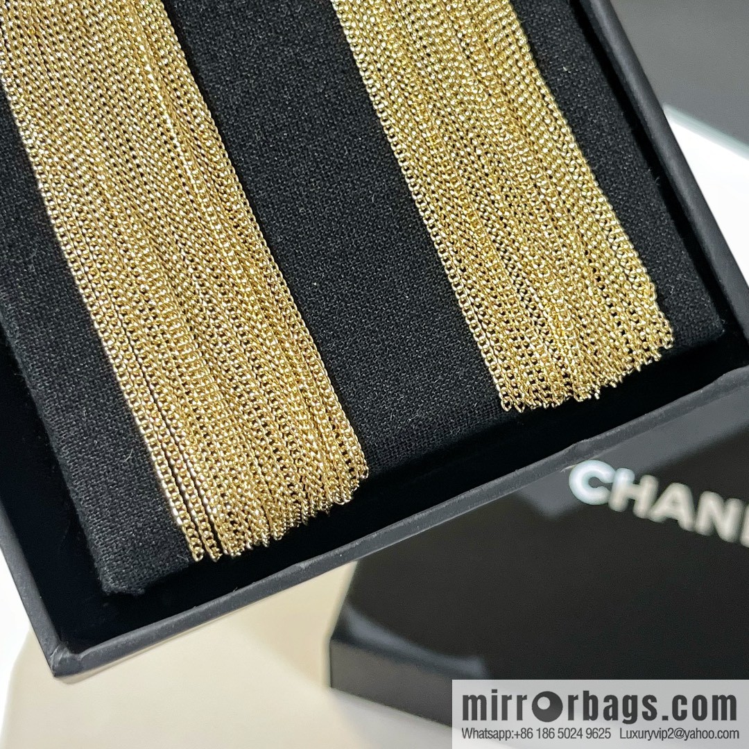 New ☑️ CHANEL Chanel double c fringed stud earrings