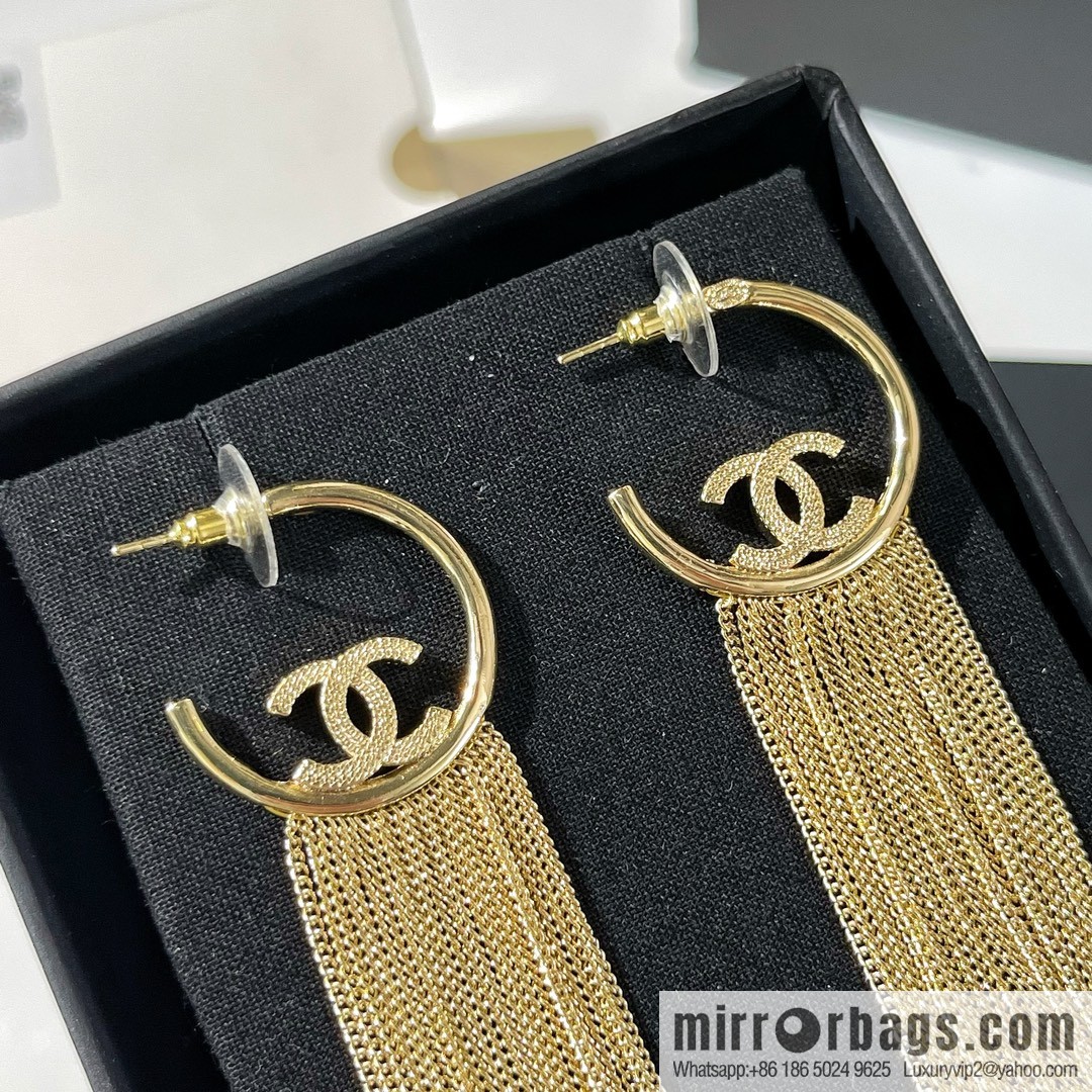 New ☑️ CHANEL Chanel double c fringed stud earrings