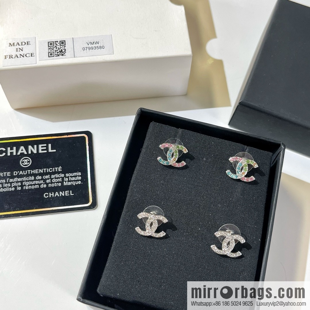 New ☑️ CHANEL Chanel double c full diamond stud earrings