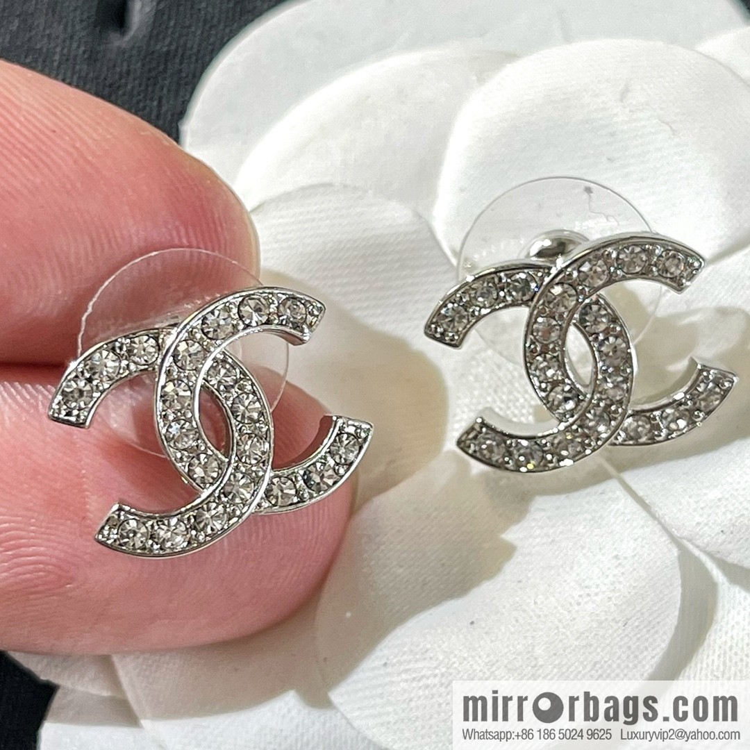 New ☑️ CHANEL Chanel double c full diamond stud earrings