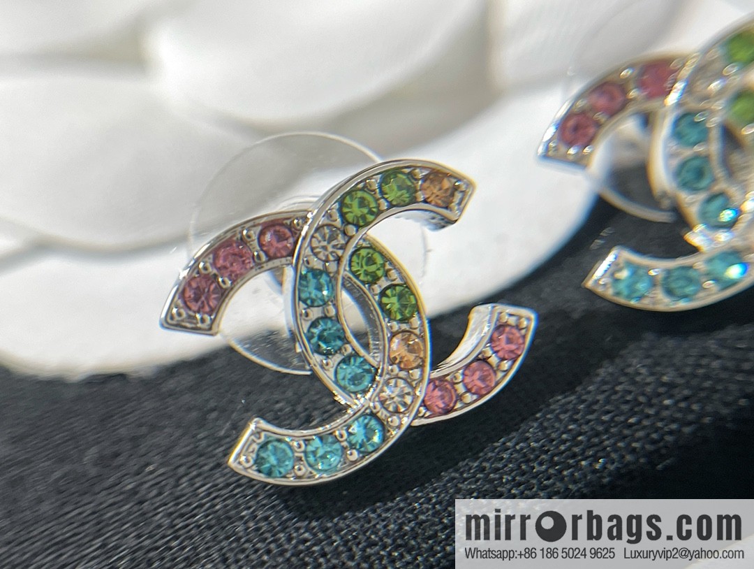 New ☑️ CHANEL Chanel double c full diamond stud earrings