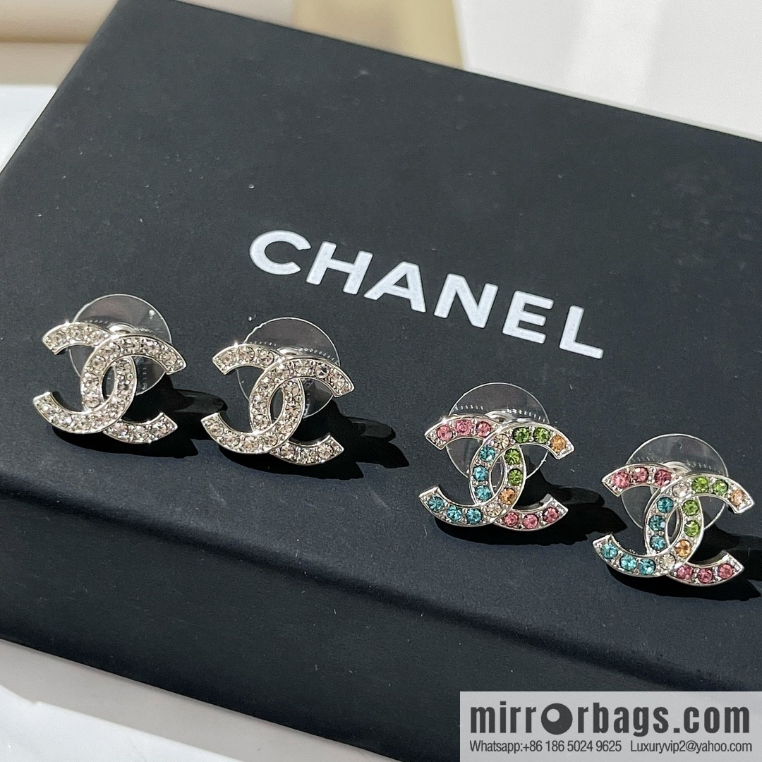 New ☑️ CHANEL Chanel double c full diamond stud earrings