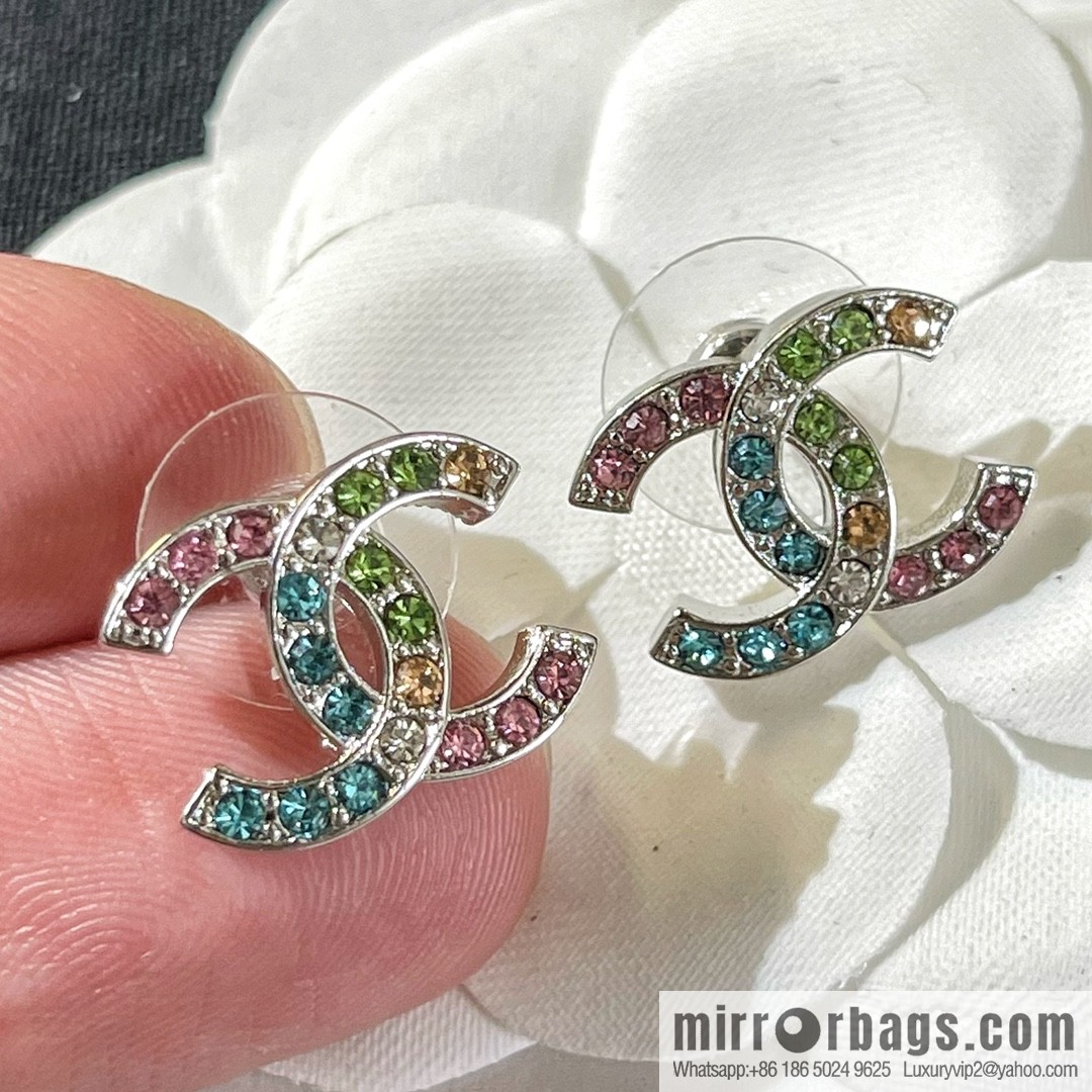 New ☑️ CHANEL Chanel double c full diamond stud earrings