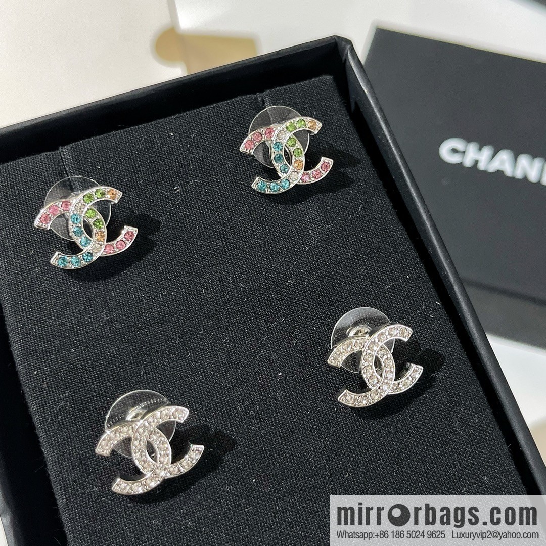 New ☑️ CHANEL Chanel double c full diamond stud earrings