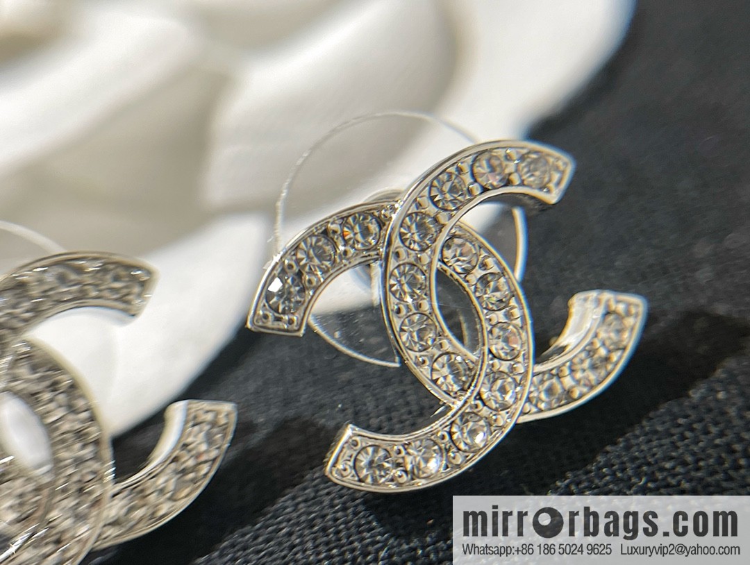 New ☑️ CHANEL Chanel double c full diamond stud earrings