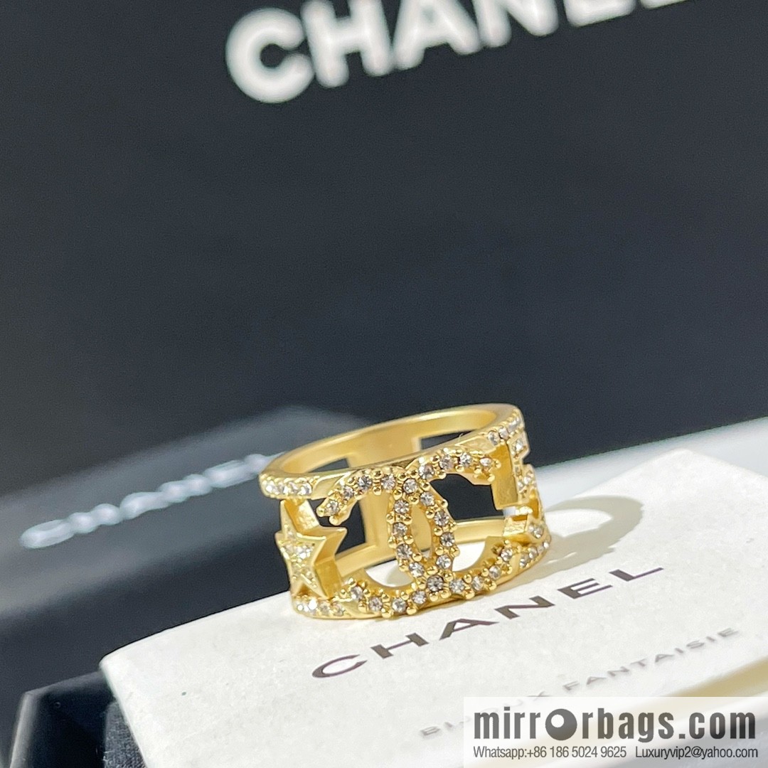 New ☑️ CHANEL Chanel cut-out double c star 5 character full diamond ring