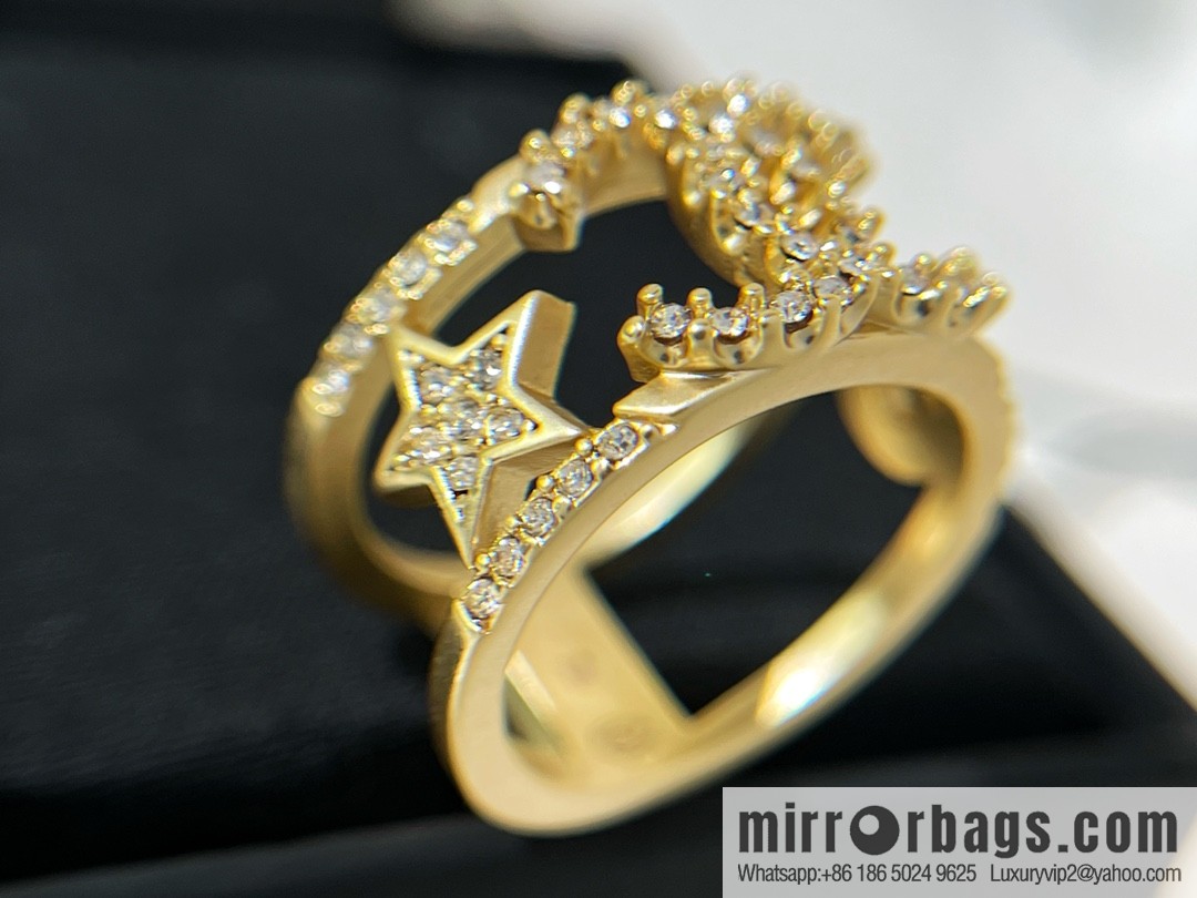 New ☑️ CHANEL Chanel cut-out double c star 5 character full diamond ring