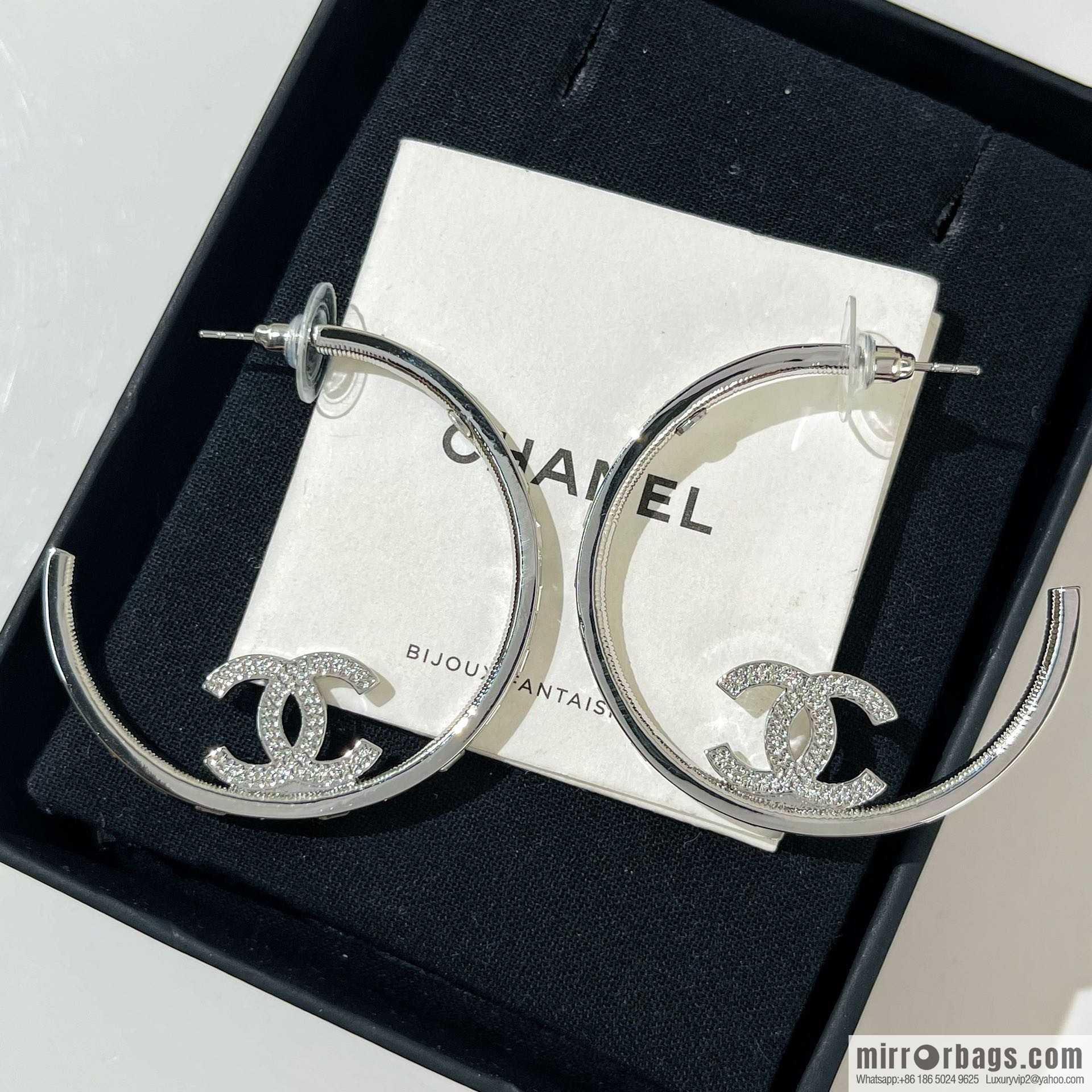 New ☑️ CHANEL Chanel full diamond double c stud earrings
