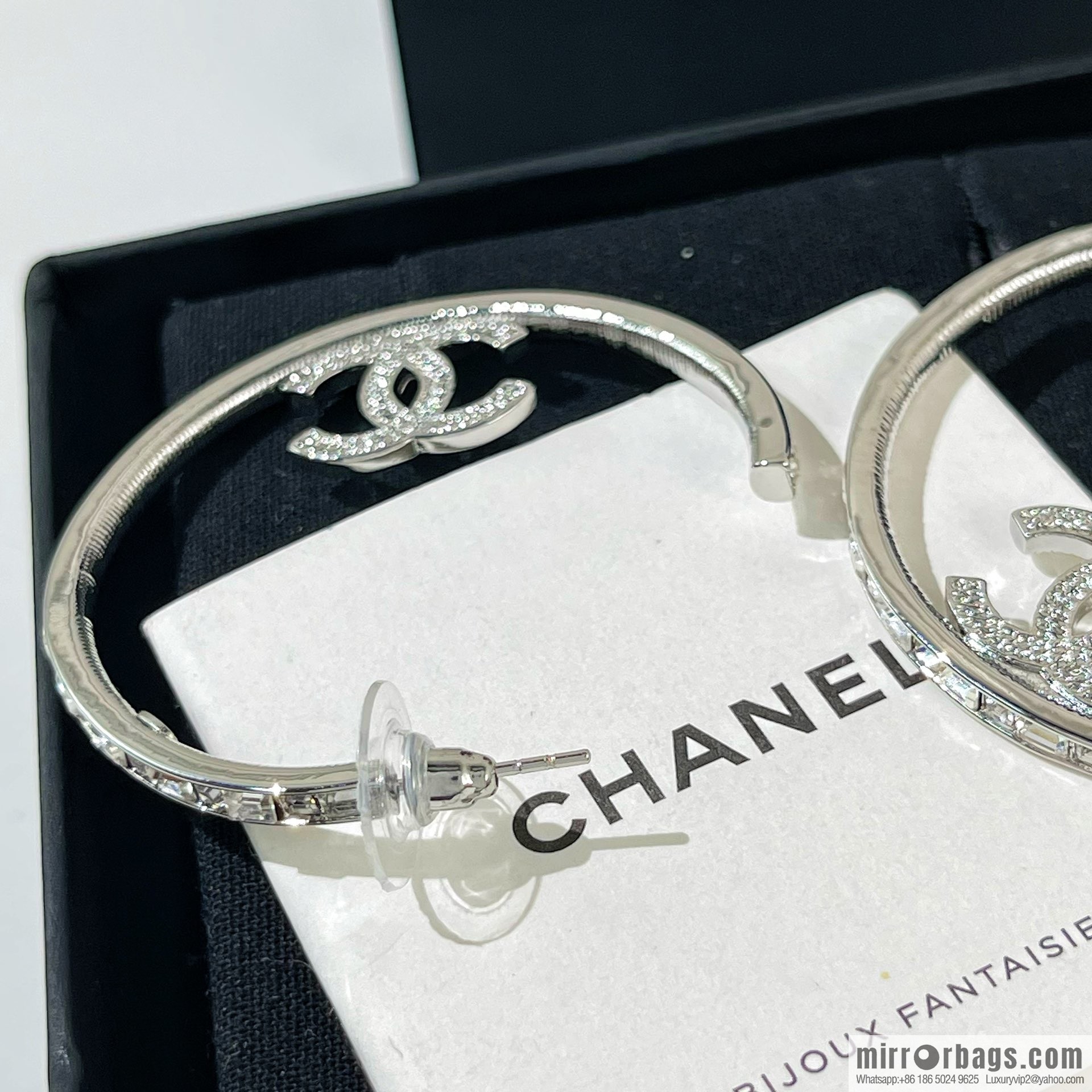 New ☑️ CHANEL Chanel full diamond double c stud earrings