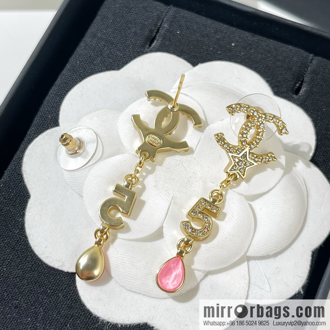 New ☑️ CHANEL Chanel double c pink diamond water drop stud earrings