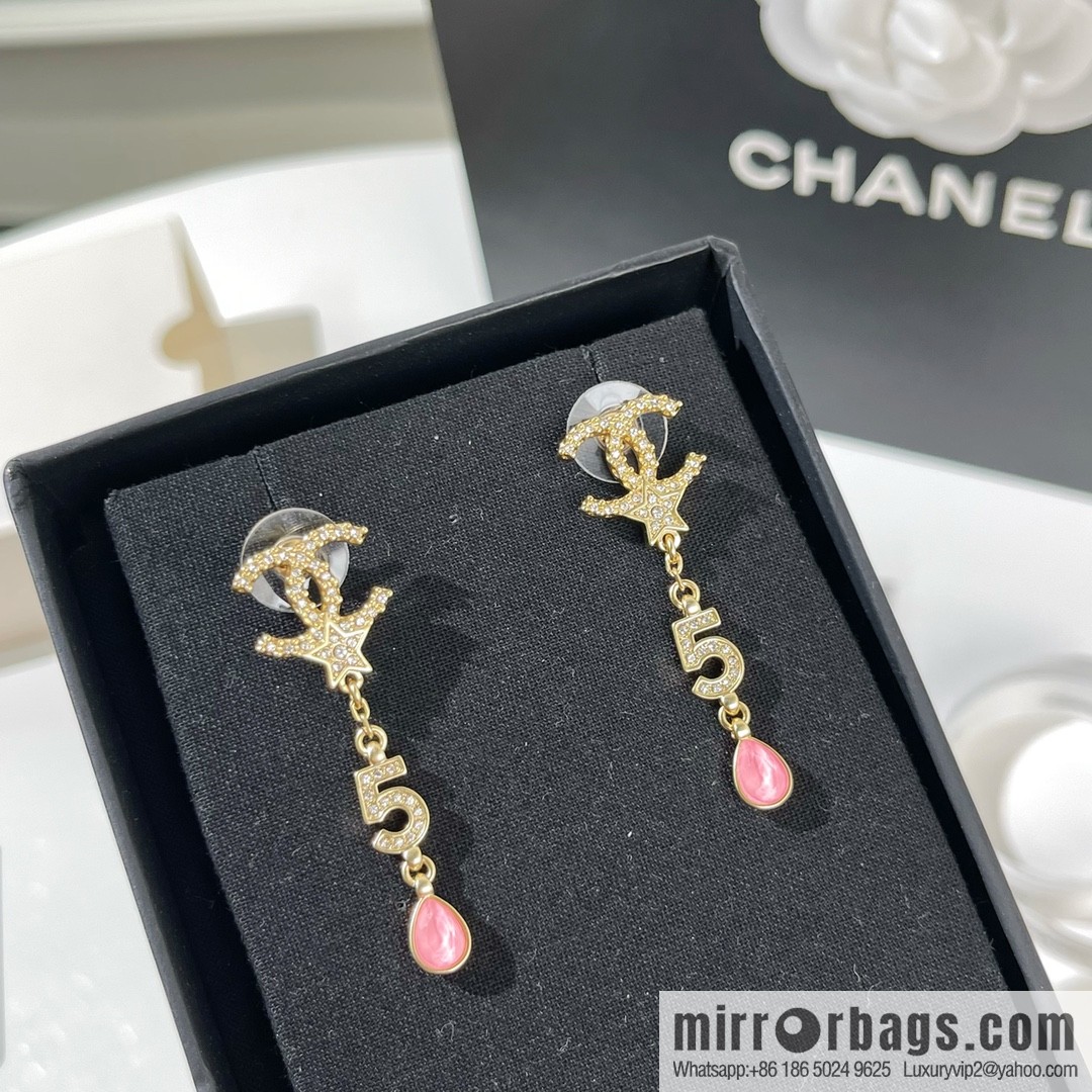New ☑️ CHANEL Chanel double c pink diamond water drop stud earrings