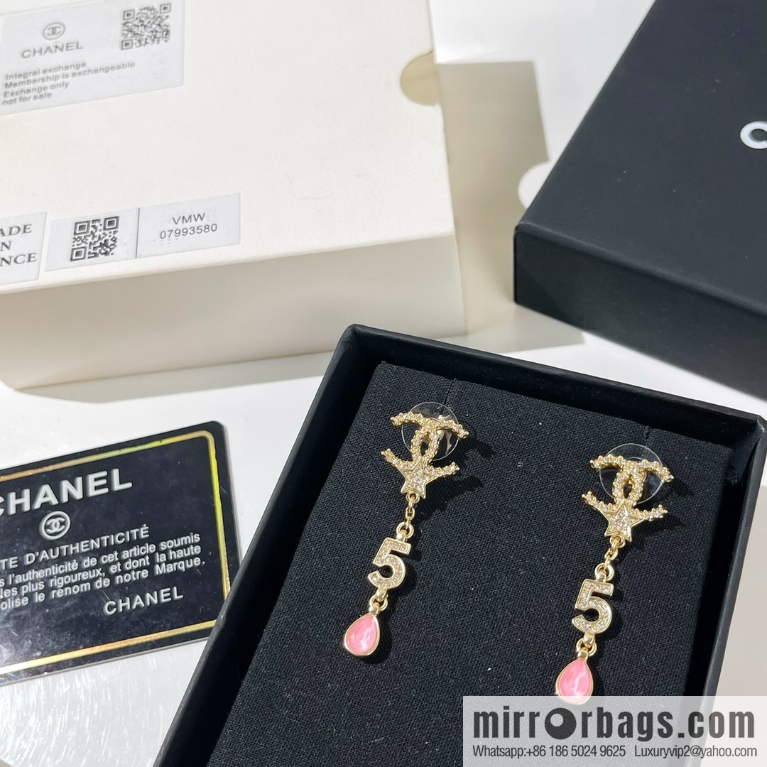 New ☑️ CHANEL Chanel double c pink diamond water drop stud earrings