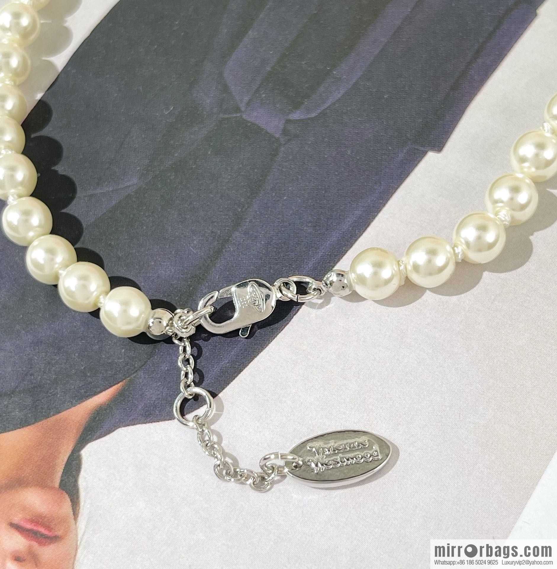 New ☑️ Vivienne Westwood Queen Mother Full Diamond Saturn Pearl Necklace