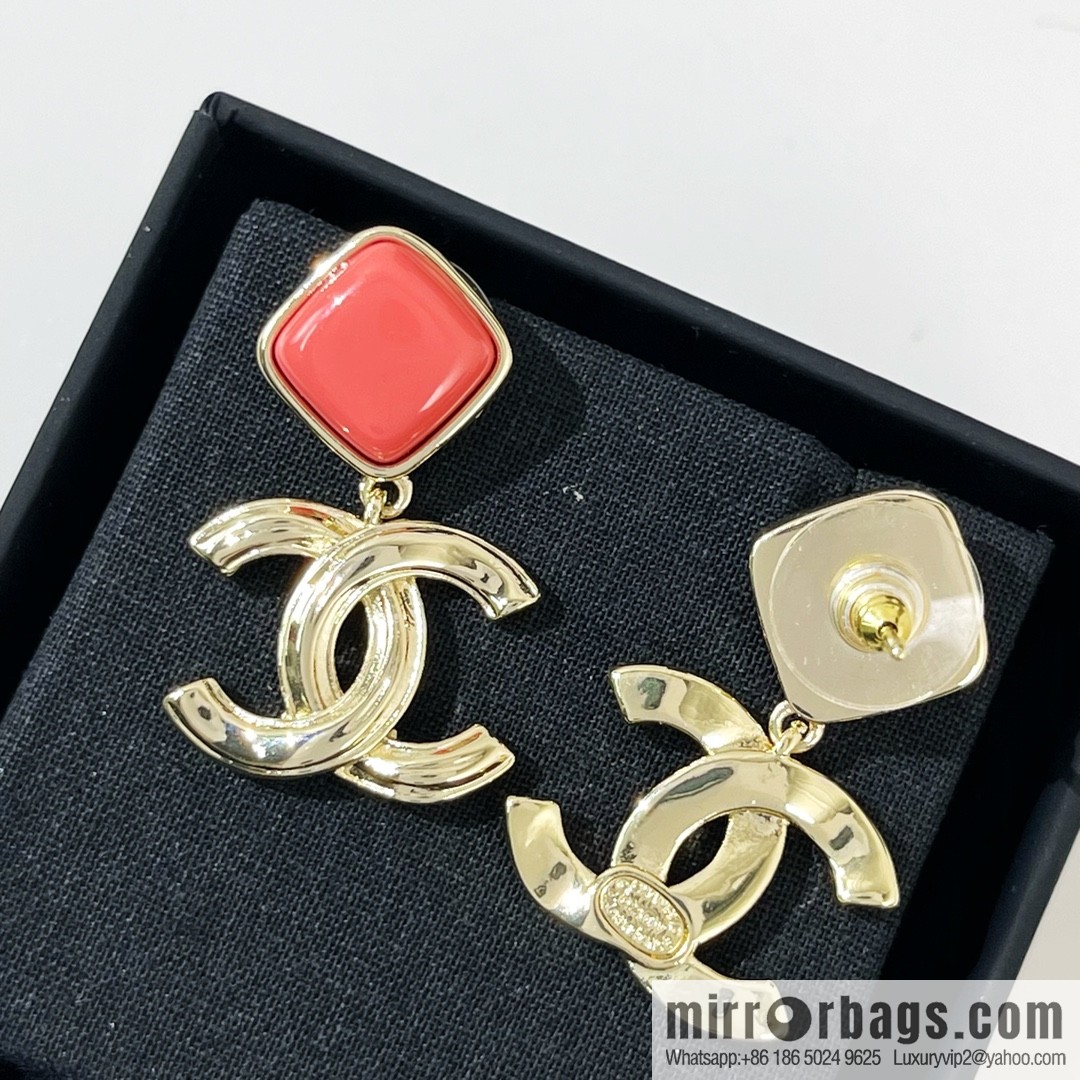 New ☑️ CHANEL Chanel double c pink rhombus, stud earrings