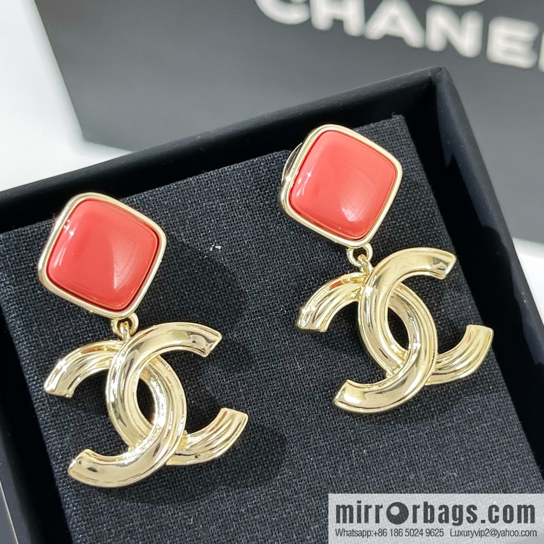 New ☑️ CHANEL Chanel double c pink rhombus, stud earrings