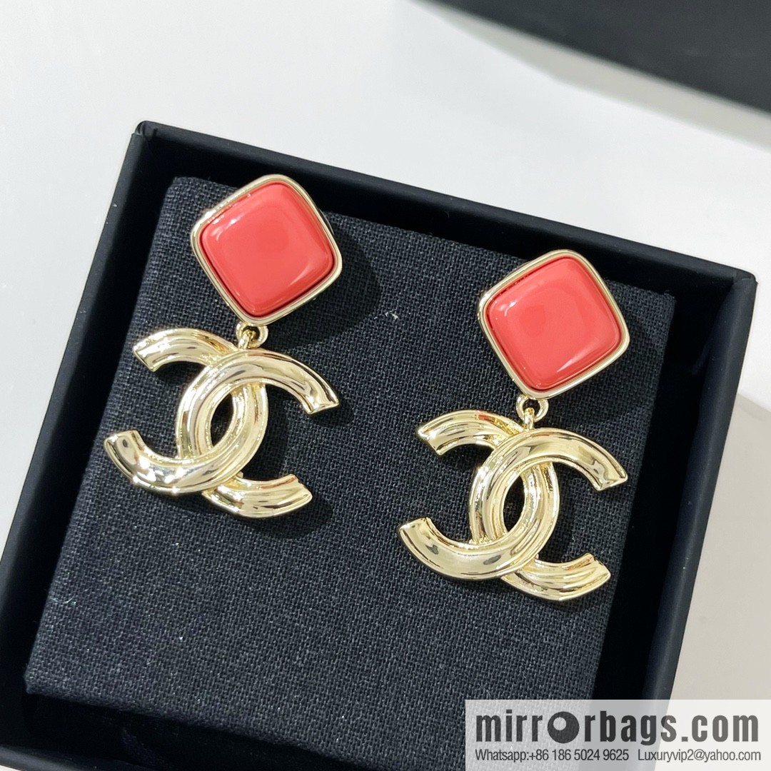 New ☑️ CHANEL Chanel double c pink rhombus, stud earrings