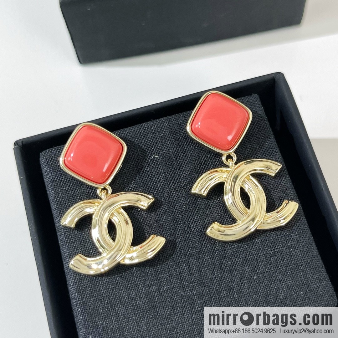 New ☑️ CHANEL Chanel double c pink rhombus, stud earrings