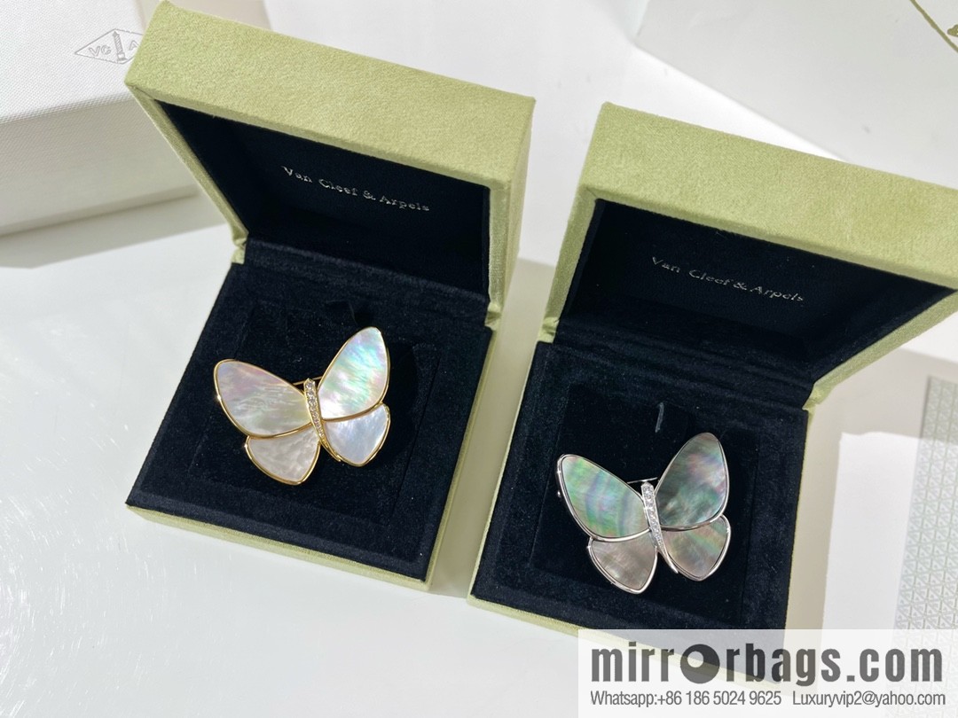 Van Cleef & Arpels White shells, grey shells, butterfly brooch