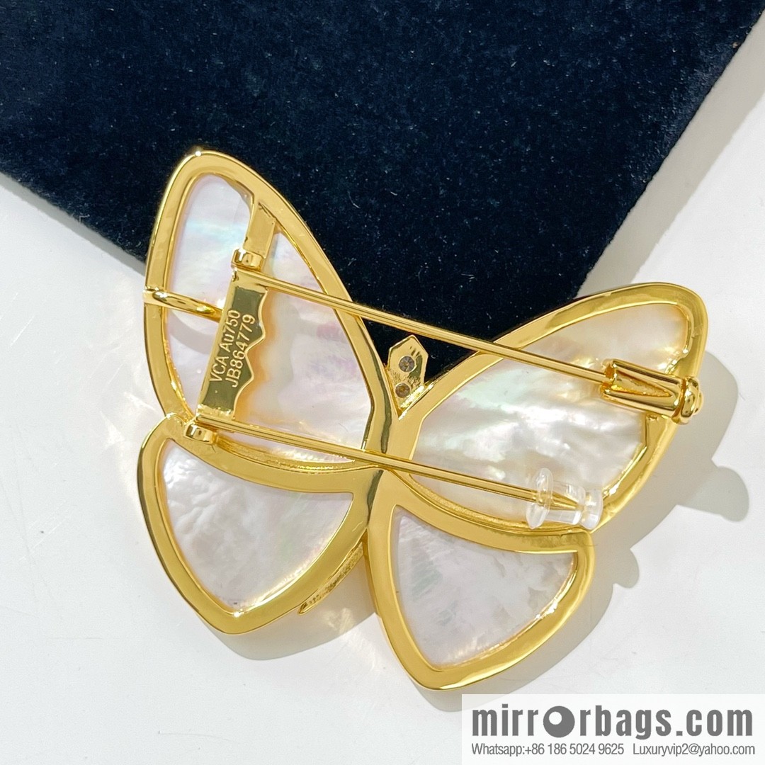 Van Cleef & Arpels White shells, grey shells, butterfly brooch