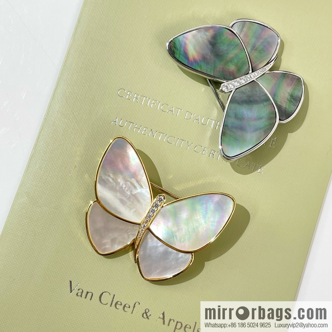 Van Cleef & Arpels White shells, grey shells, butterfly brooch