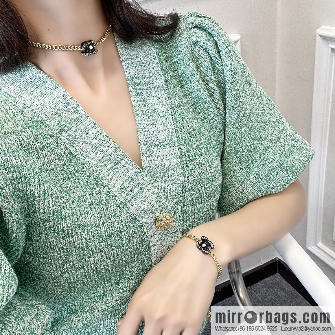 New ☑️ CHANEL Chanel acrylic pearl necklace bracelet