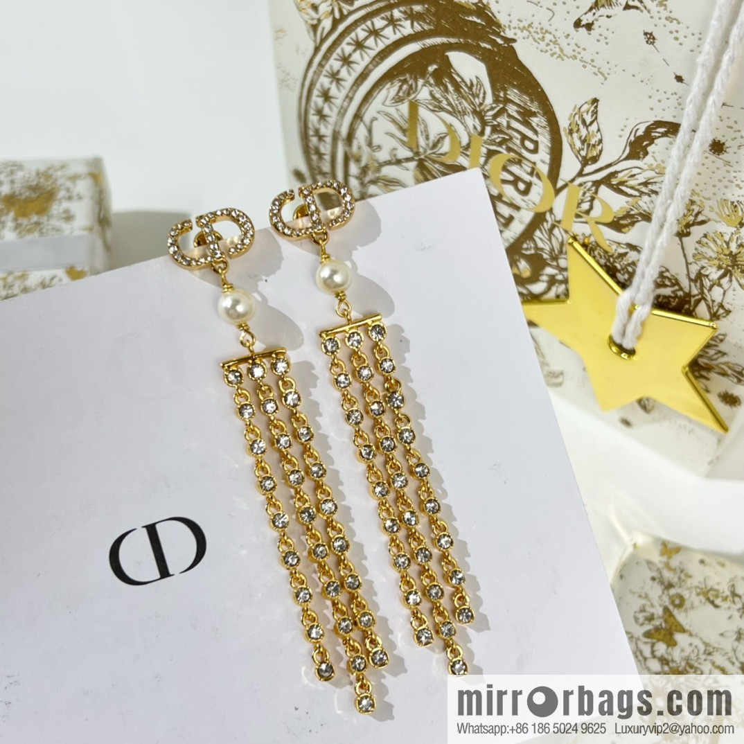 New ☑️ DIOR Dior CD pearl tassel earrings