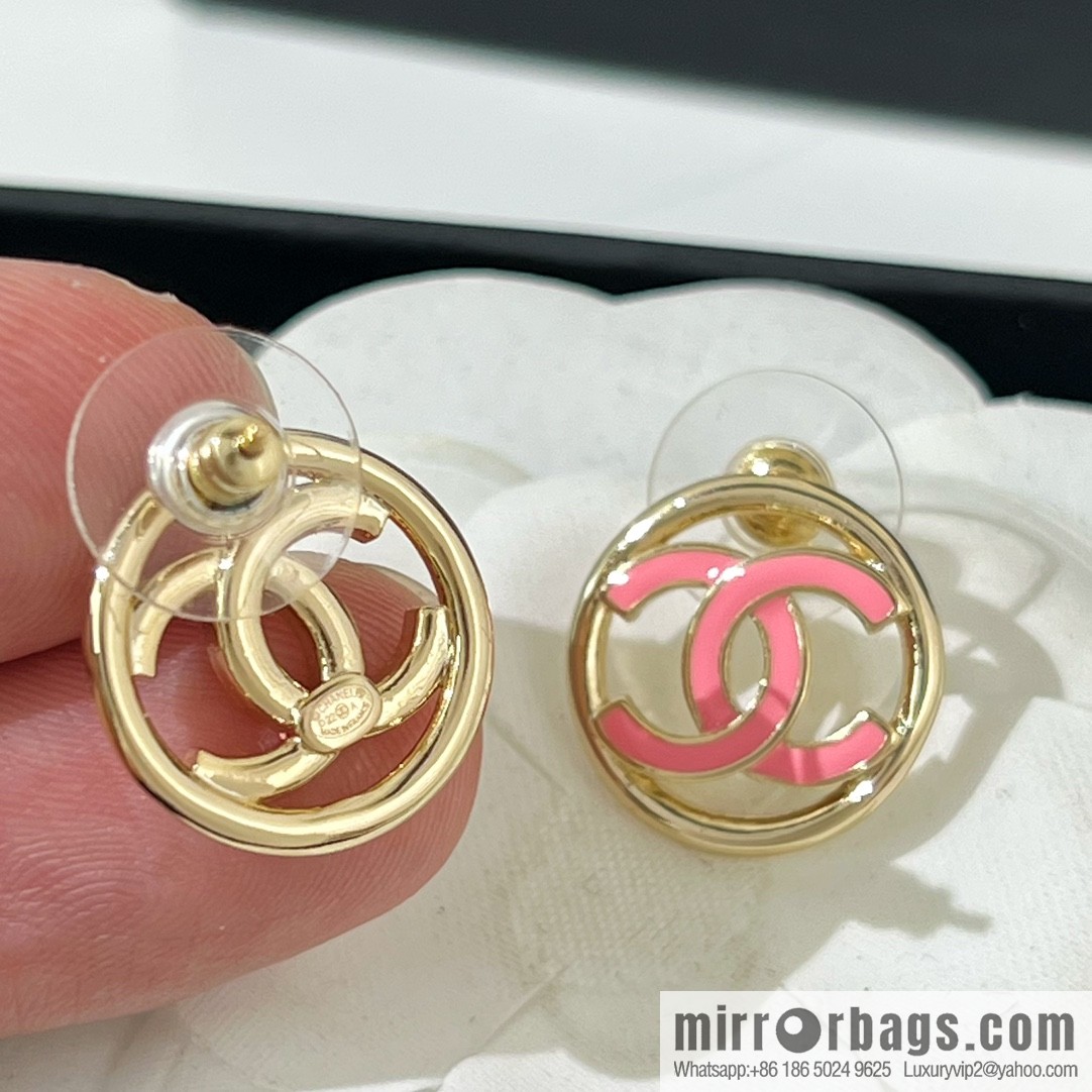 New ☑️ CHANEL Chanel double c round stud earrings