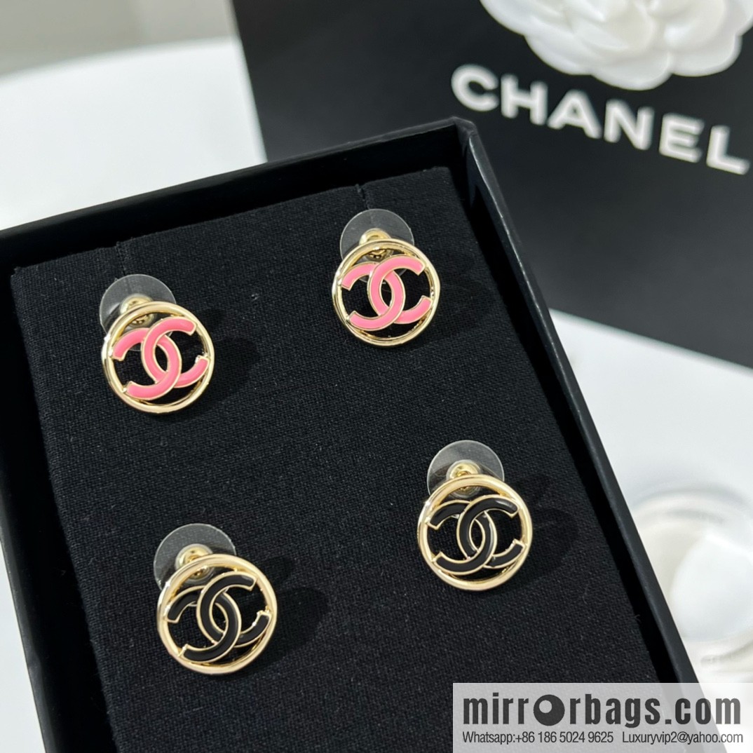 New ☑️ CHANEL Chanel double c round stud earrings