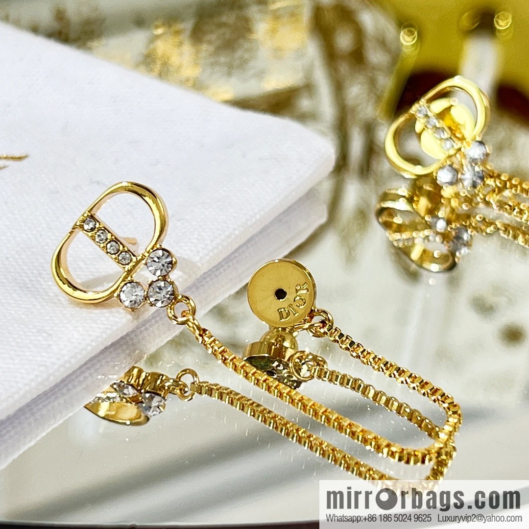 New ☑️ DIOR Dior CD fringed stud earrings