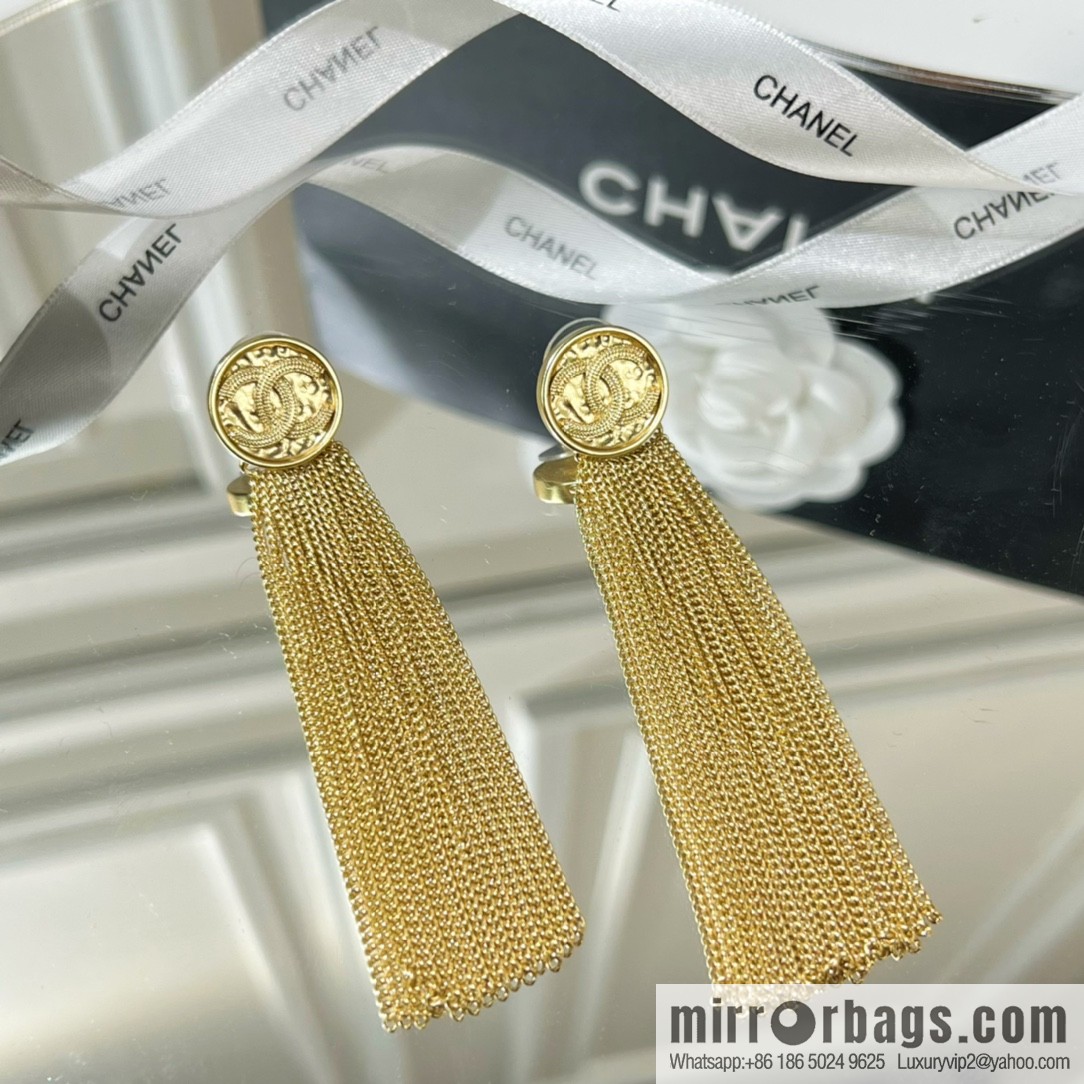 New ☑️ CHANEL Chanel double c fringed stud earrings