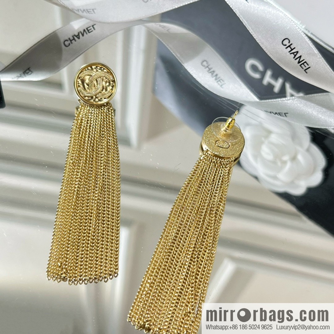 New ☑️ CHANEL Chanel double c fringed stud earrings
