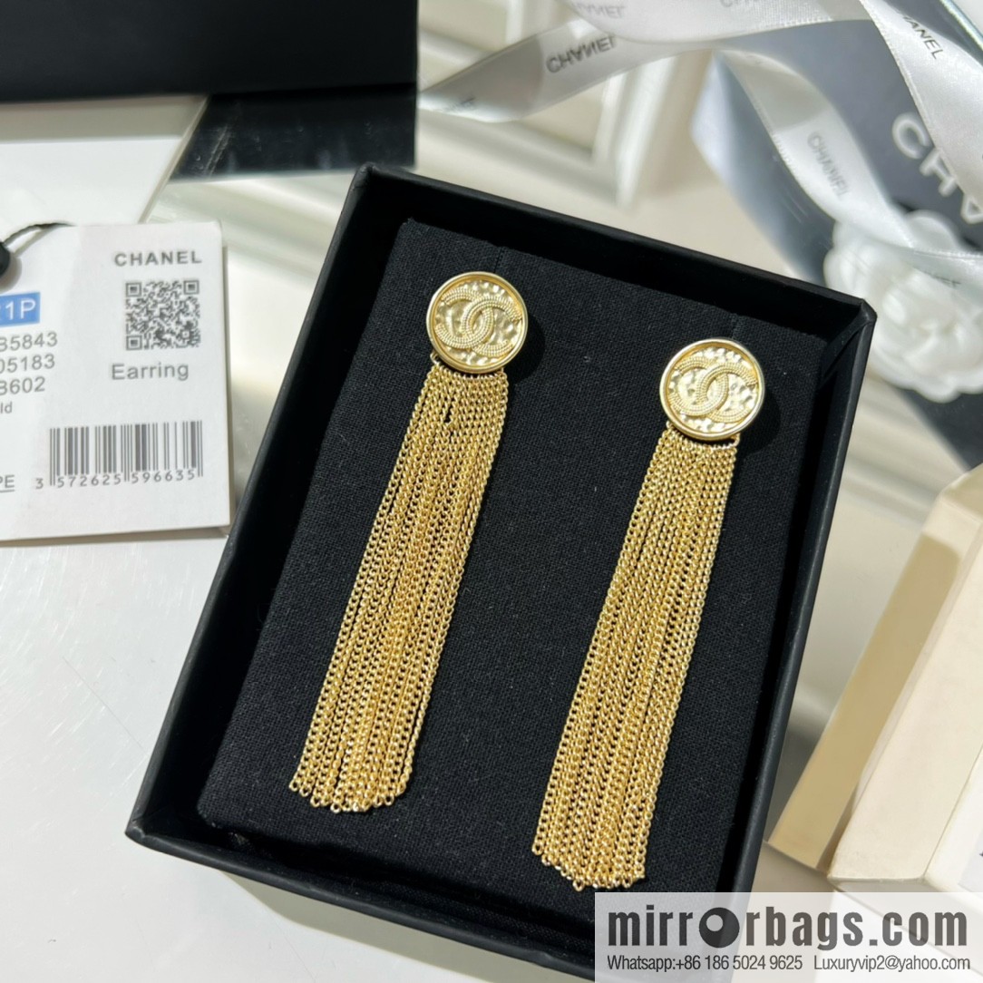 New ☑️ CHANEL Chanel double c fringed stud earrings