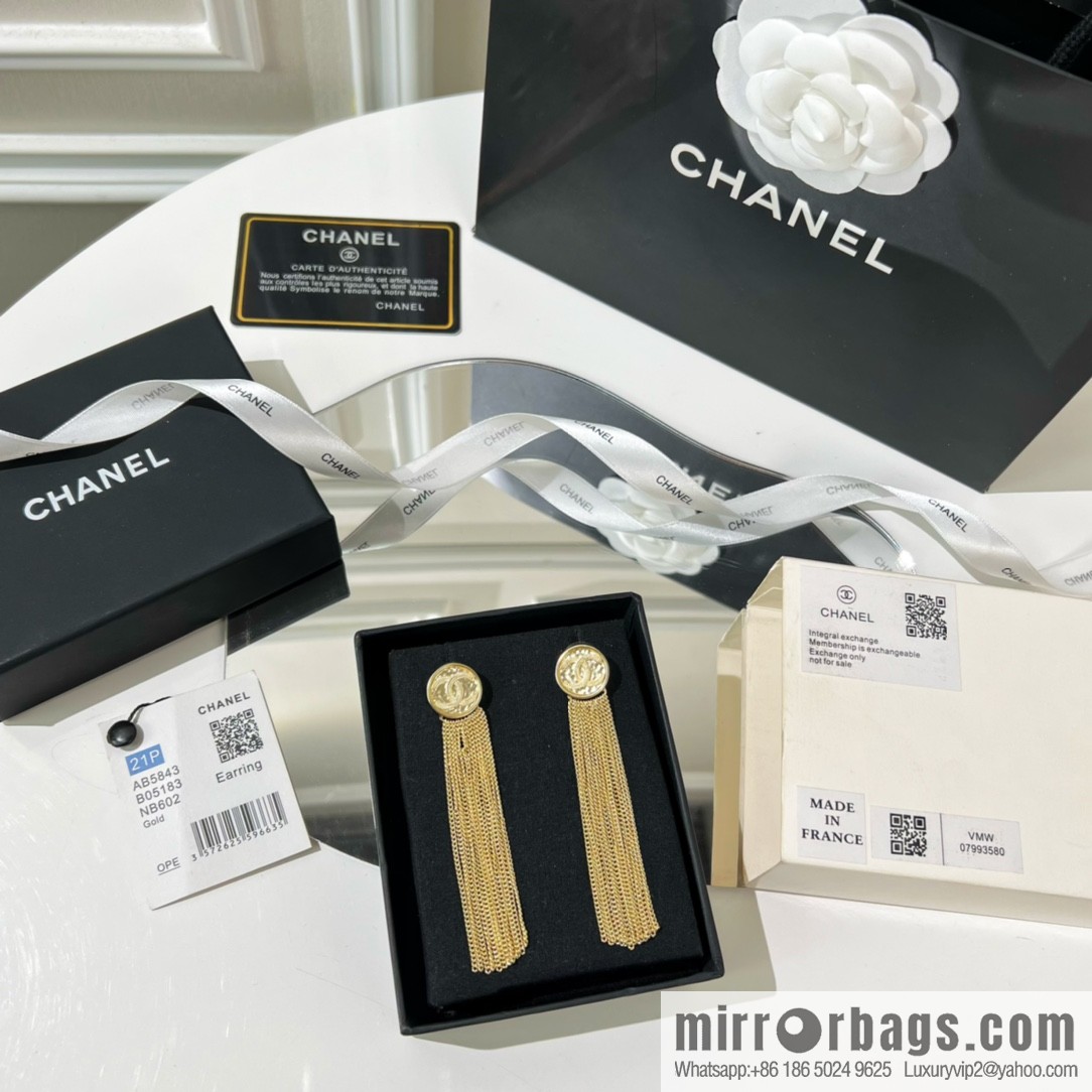 New ☑️ CHANEL Chanel double c fringed stud earrings