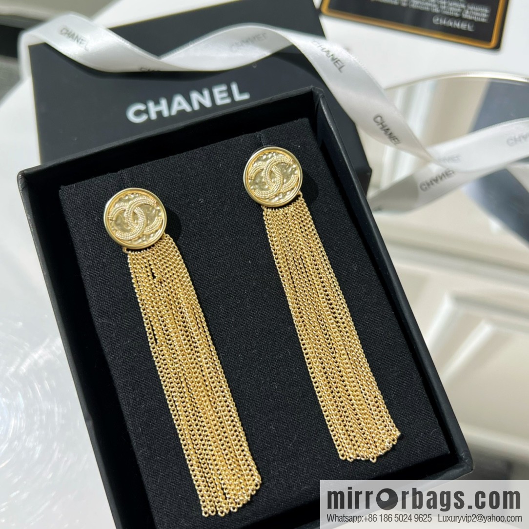 New ☑️ CHANEL Chanel double c fringed stud earrings