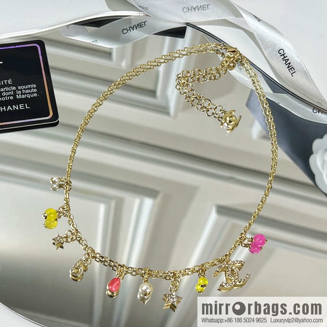 New ☑️ CHANEL Chanel double c tassel colored bead necklace