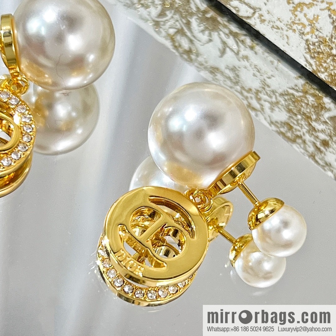 New ☑️ DIOR Dior CD full diamond size pearl stud earrings