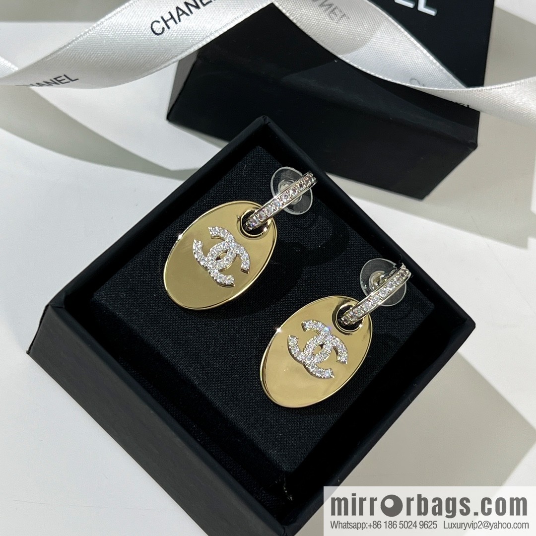 New ☑️ CHANEL Chanel double c oval, stud earrings