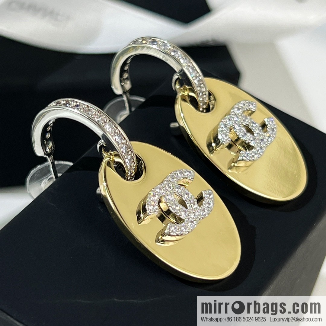 New ☑️ CHANEL Chanel double c oval, stud earrings